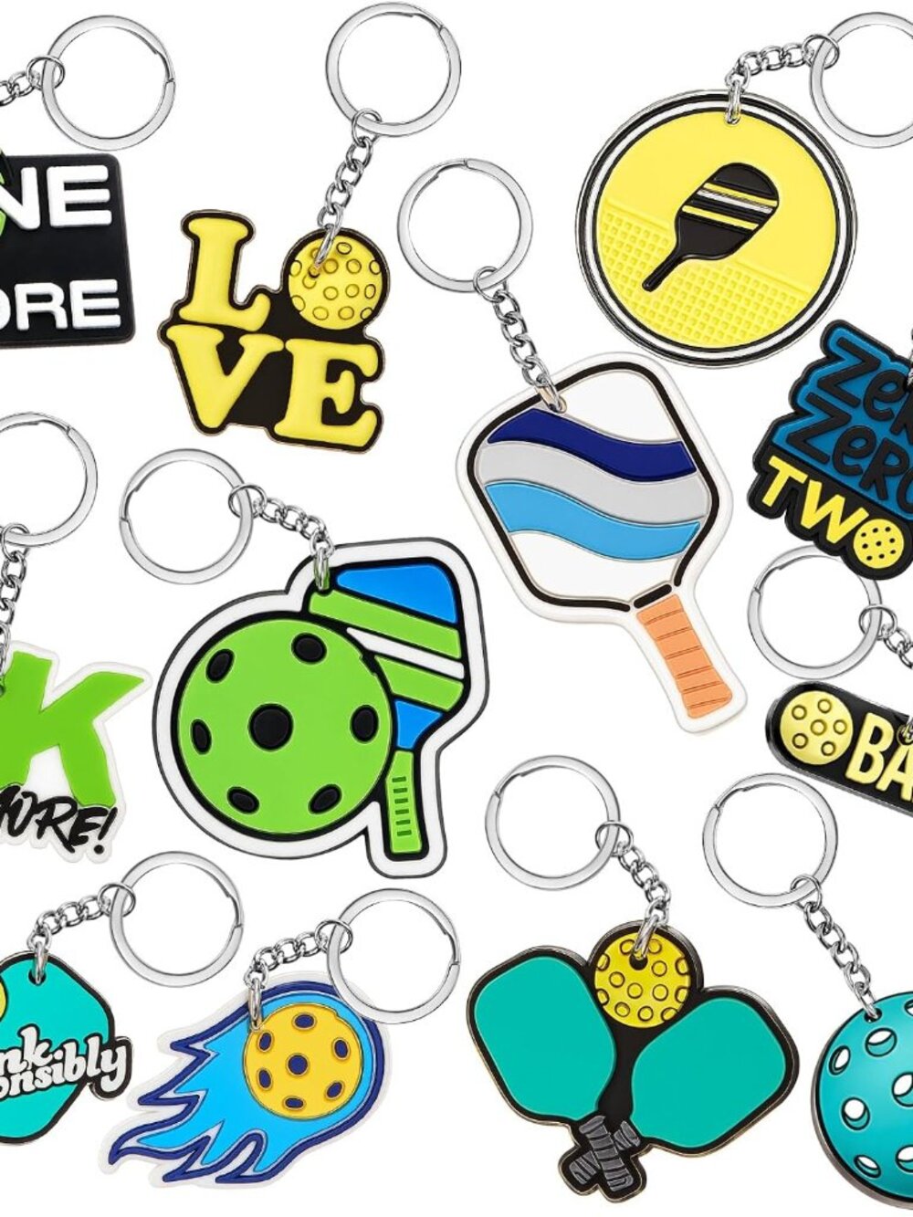 36 Pack Paddle Ball Keychains Bulk, Sports Party Favors